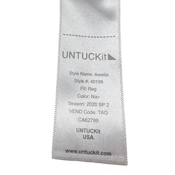 UNTUCKit brand womens shirt dress in navy blue button up and tie waist size 8 - Picture 7 of 8